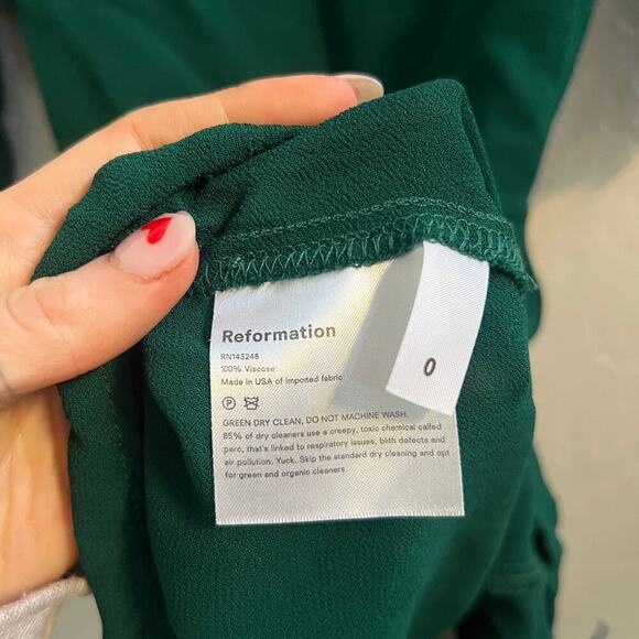 EUC $198 Reformtion Brielle Mini Dress Emerald Green - Picture 6 of 6